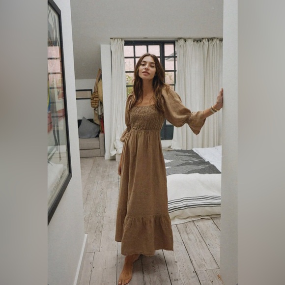 Christy Dawn Dresses & Skirts - Beachwood Baby Tan Linen Maxi Dress